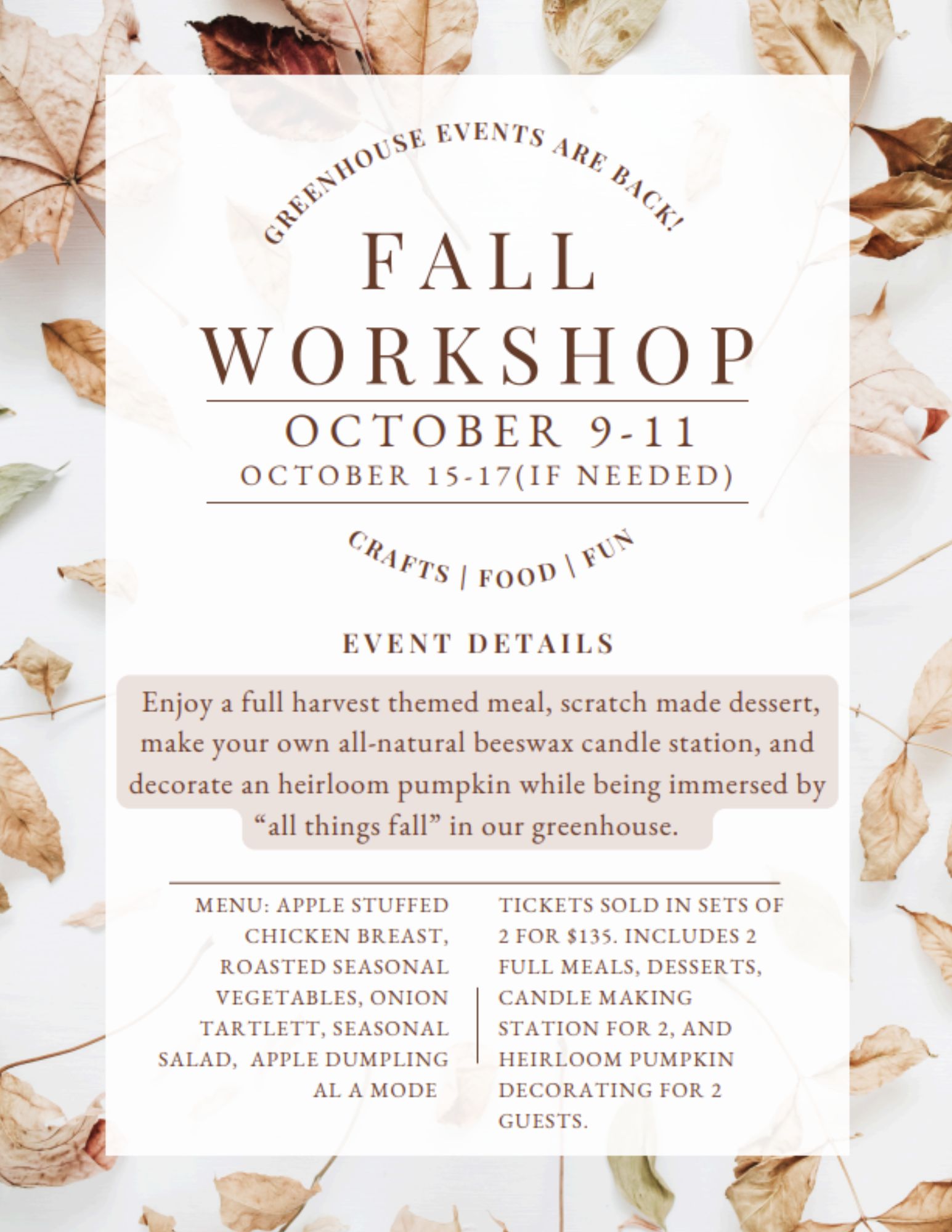 Fall Workshop shores sisters flyer pic