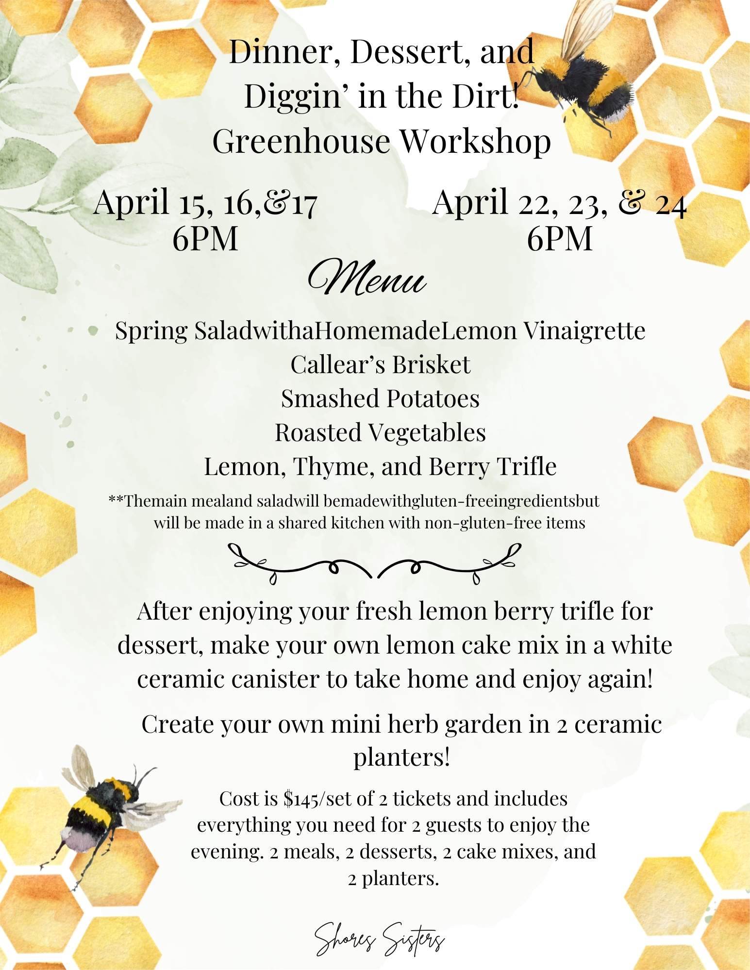 Dinner, Dessert and Diggin’ in the Dirt! Greenhouse Workshop April image Dinner, Dessert and Diggin’ in the Dirt! Greenhouse Workshop April image